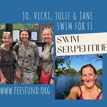 Vicki, Jo, Julie and Jane swim for Fi